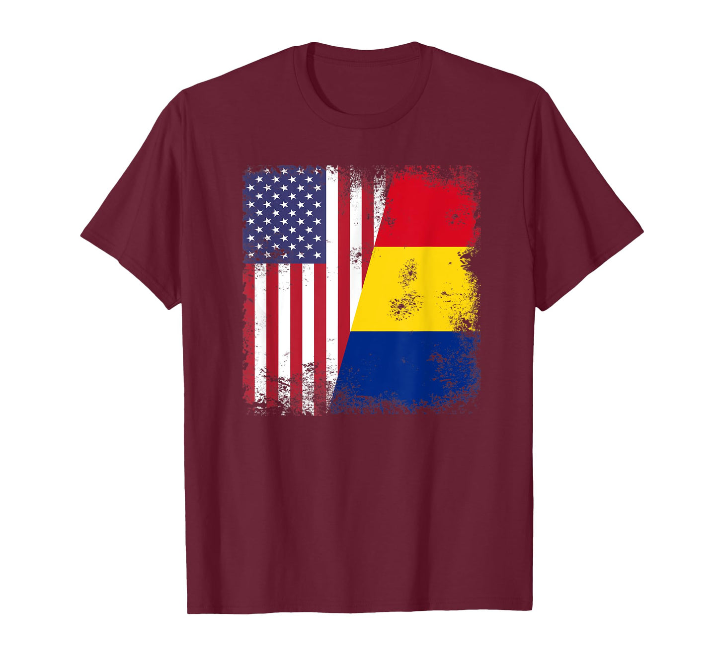 Half Romanian Flag | Vintage Romania USA Gift T-Shirt