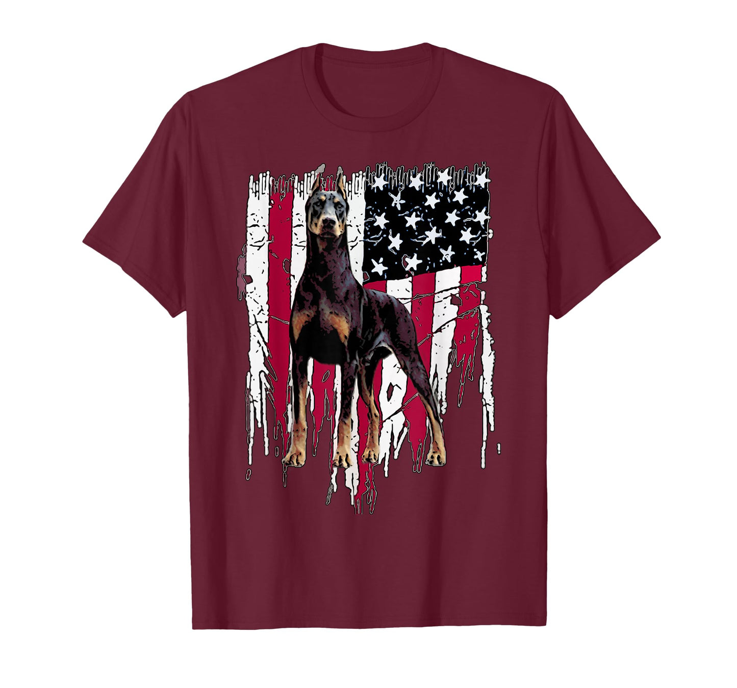 Doberman Pinscher American Flag USA Awesome T-Shirt Small