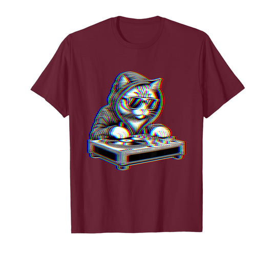 Trippy Cat Dj Rave Festival Optical Illusion EDM Psychedelic T-Shirt