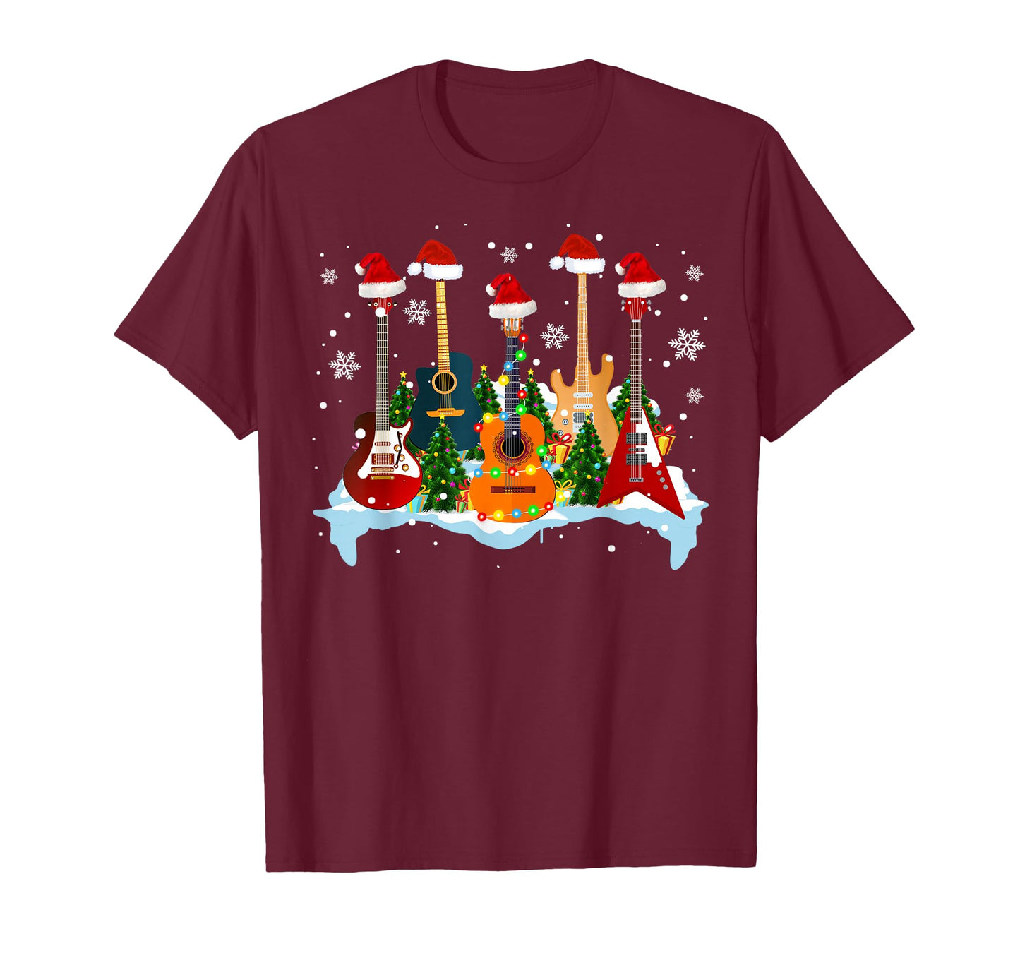 Christmas Guitar Tree Funny Guitarist Christmas T-Shirt