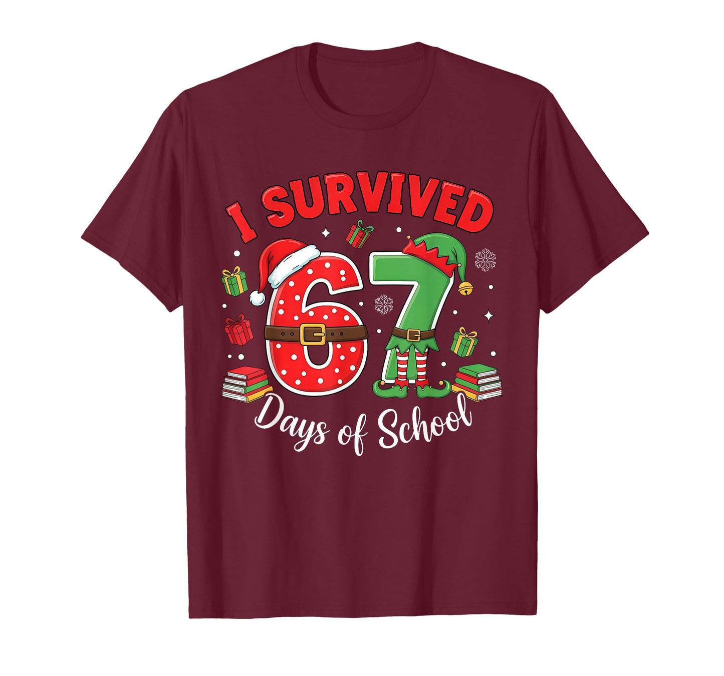 I Survived 67 Days of School Funny Christmas Teacher Student T-Shirt