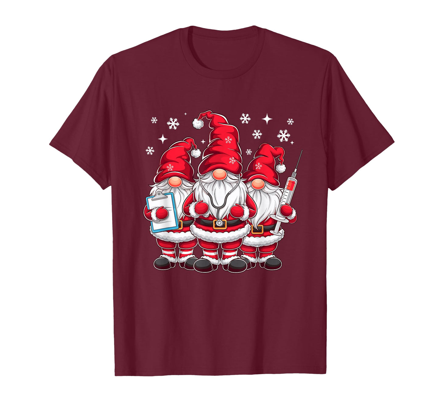 Cute Nursing Christmas Gnomes Xmas Medical Scrub Top Nurse T-Shirt