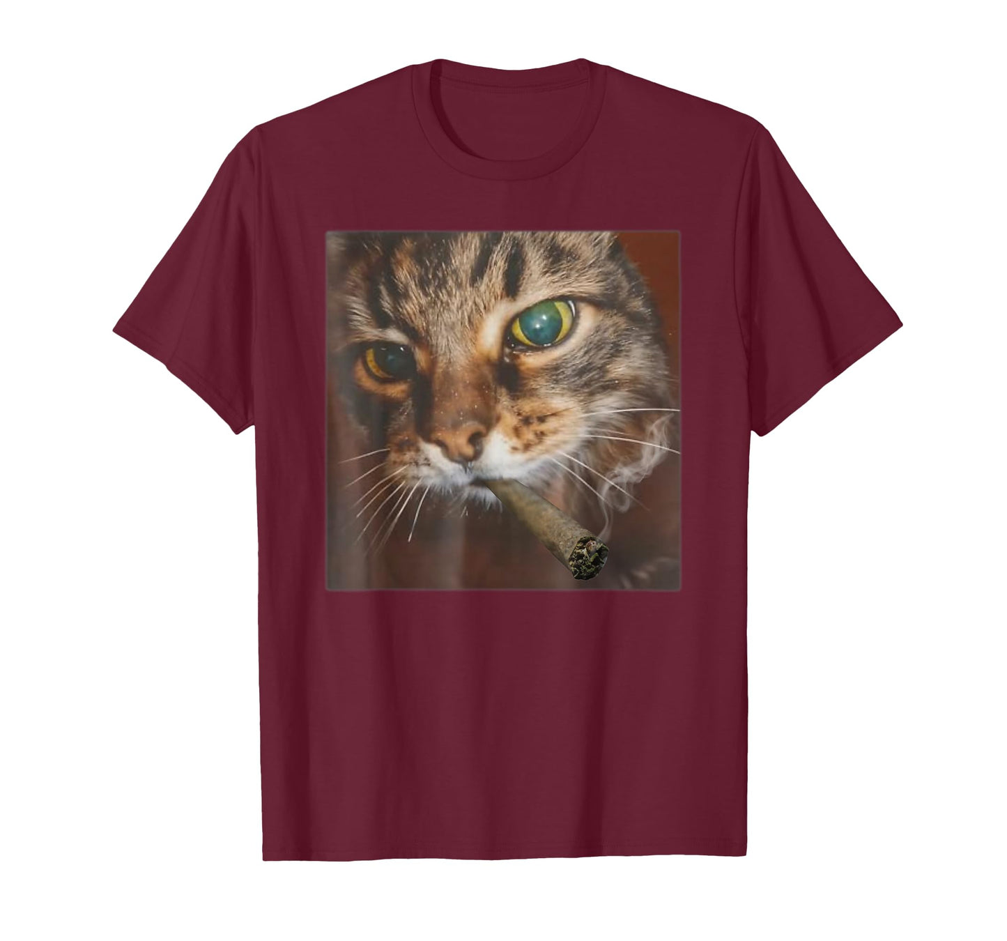 Funny Graphic Art Animal Lover Adult Cat Smoking Blunt Weed T-Shirt