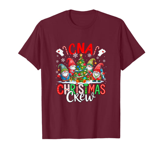 CNA Christmas Crew Group Gnomes Nurses Decorating Xmas Tree T-Shirt