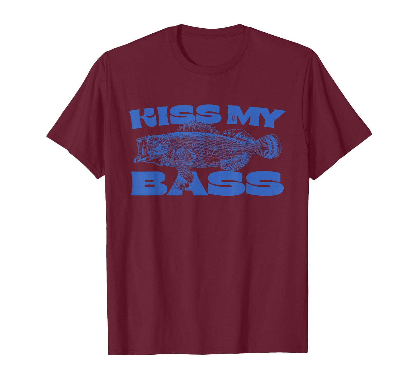Funny Kiss My-Bass Fishing Lover Bass Fisher Womens Mens T-Shirt