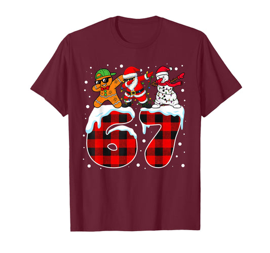 Trending Christmas Funny 67 Meme Six Seven Dabbing Santa Boy T-Shirt