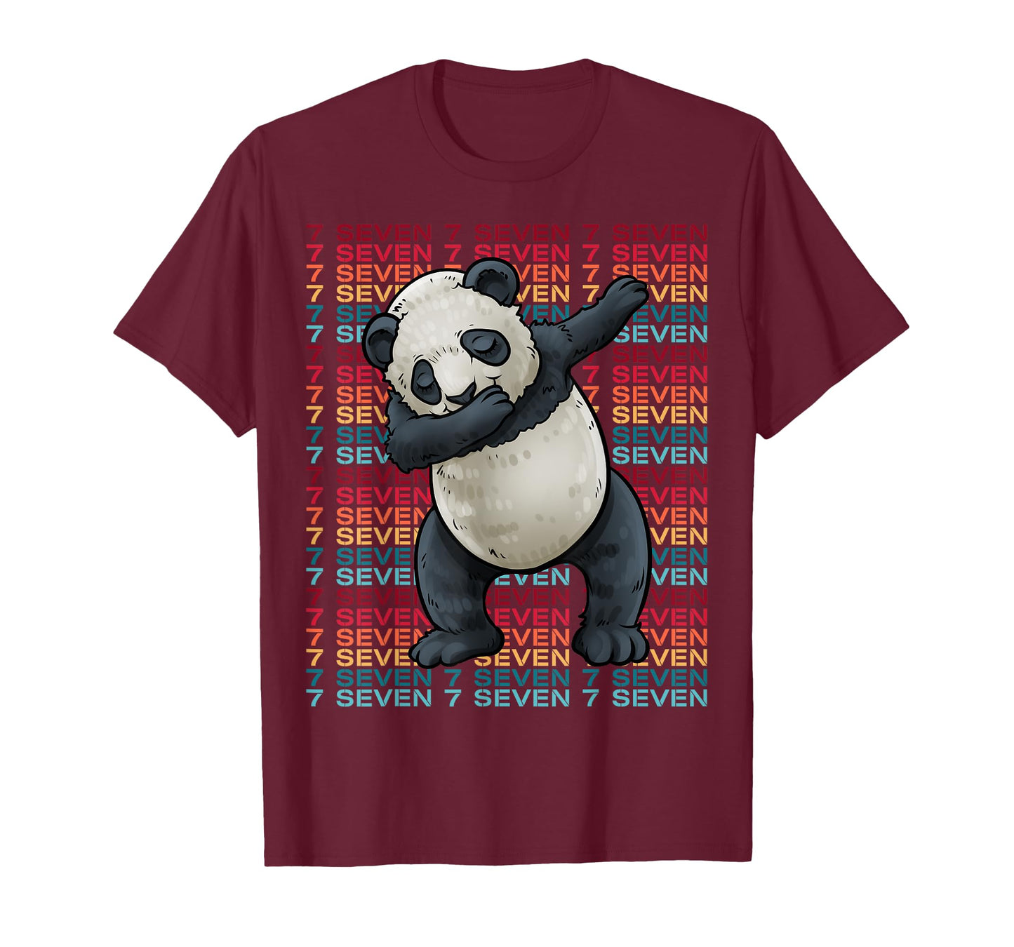 7 Years Old Panda Dabbing 7th Birthday Panda Party T-Shirt