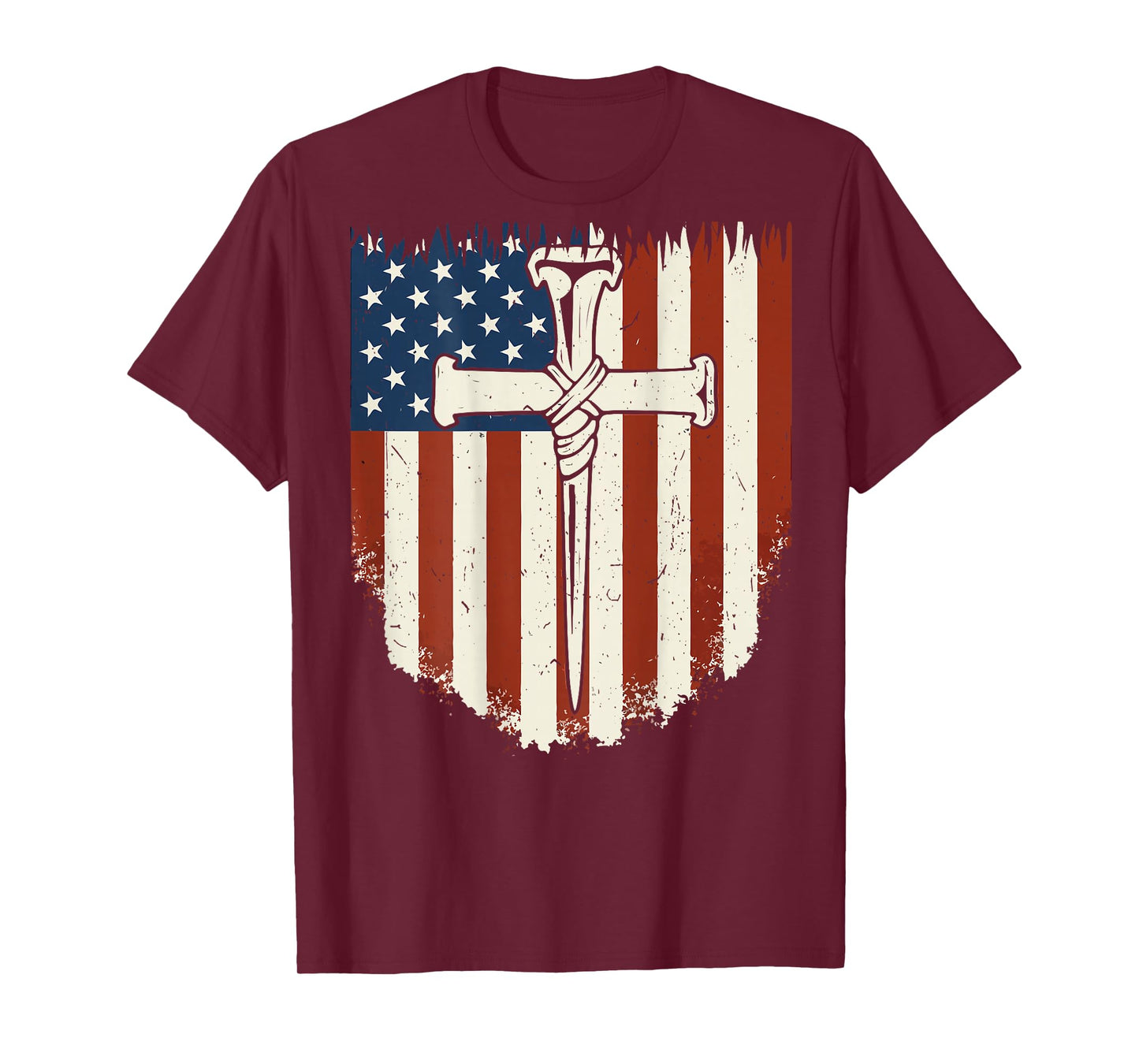 American Flag Cross 3 Nail Patriotic Christian Freedom Faith T-Shirt