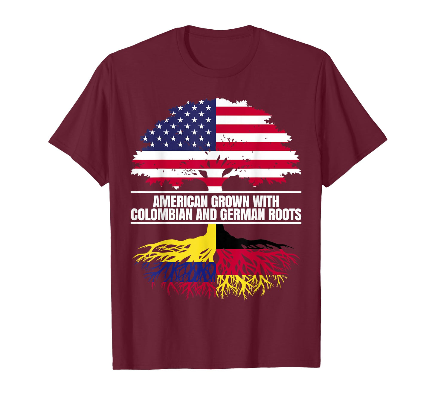 American Grown with Flag Heritage Colombian German Roots T-Shirt