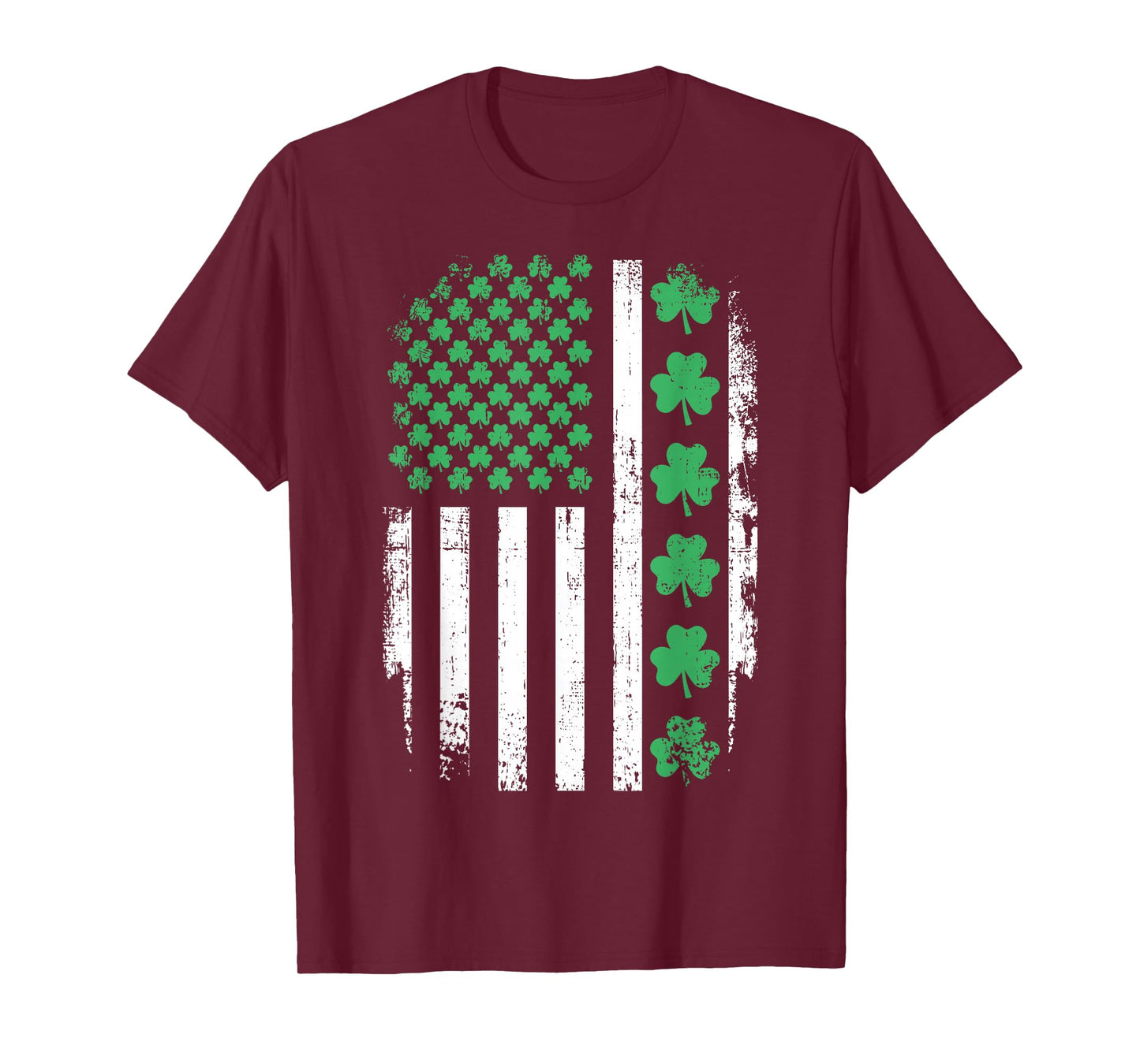 US American Flag with Shamrocks for St Patricks Day T-Shirt