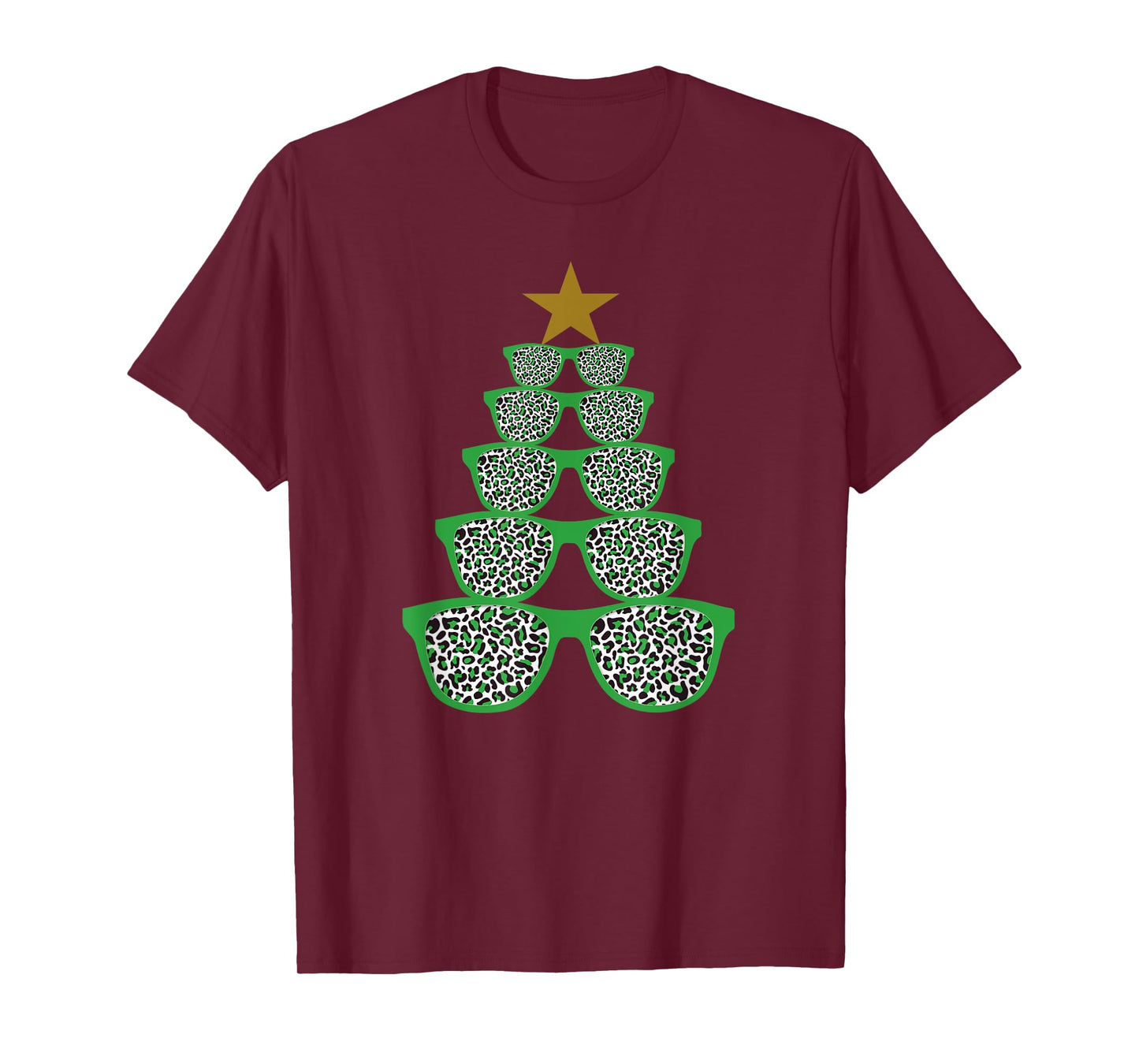 Cute Sunglasses Optometrist Christmas Tree Leopard Optician T-Shirt