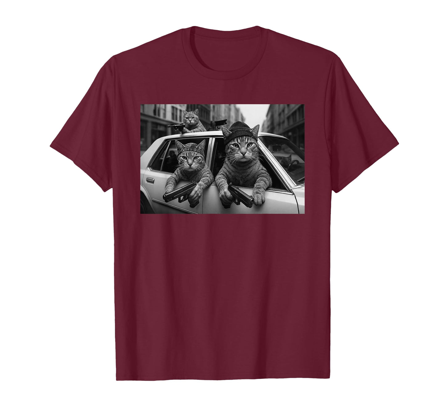 Funny Cat Gang Vintage Cats with Guns Meme Streetwear T-Shirt