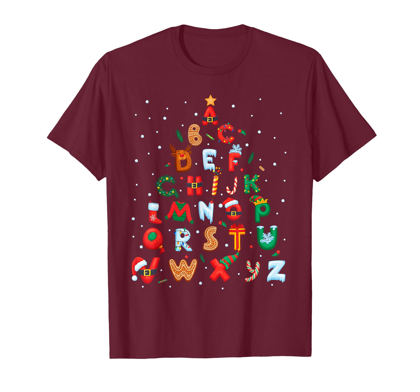 ABCs Learning Kindergarten Teacher Funny Christmas Alphabet T-Shirt