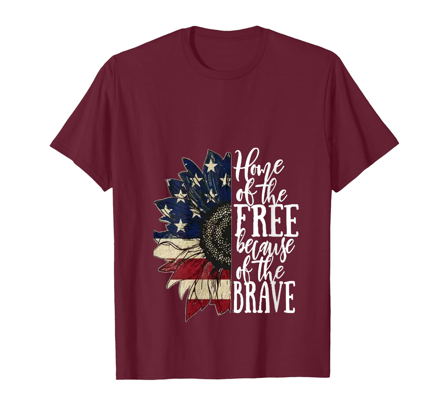 Womens American Flag Patriot Home of The Free Because of The Brave V-Neck T-Shirt