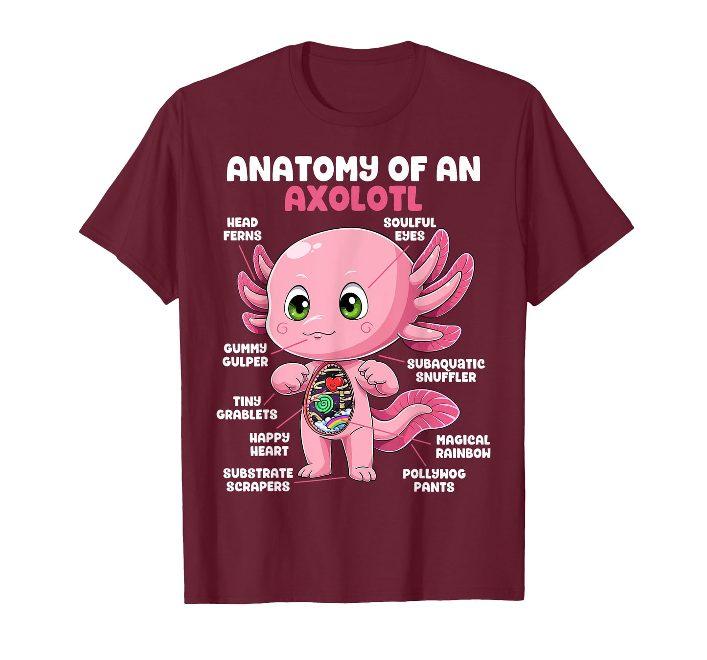 Axolotl Anatomy Shirt Anatomy of an Axolotl Biology Science T-Shirt
