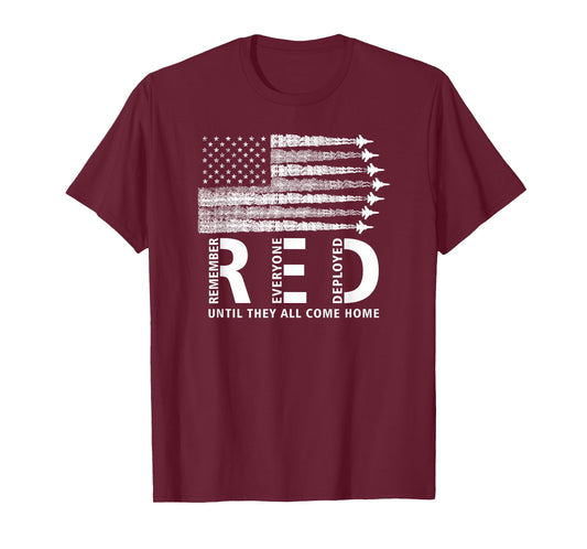 American Flag RED Friday Remember Everyone Deployed Military T-Shirt