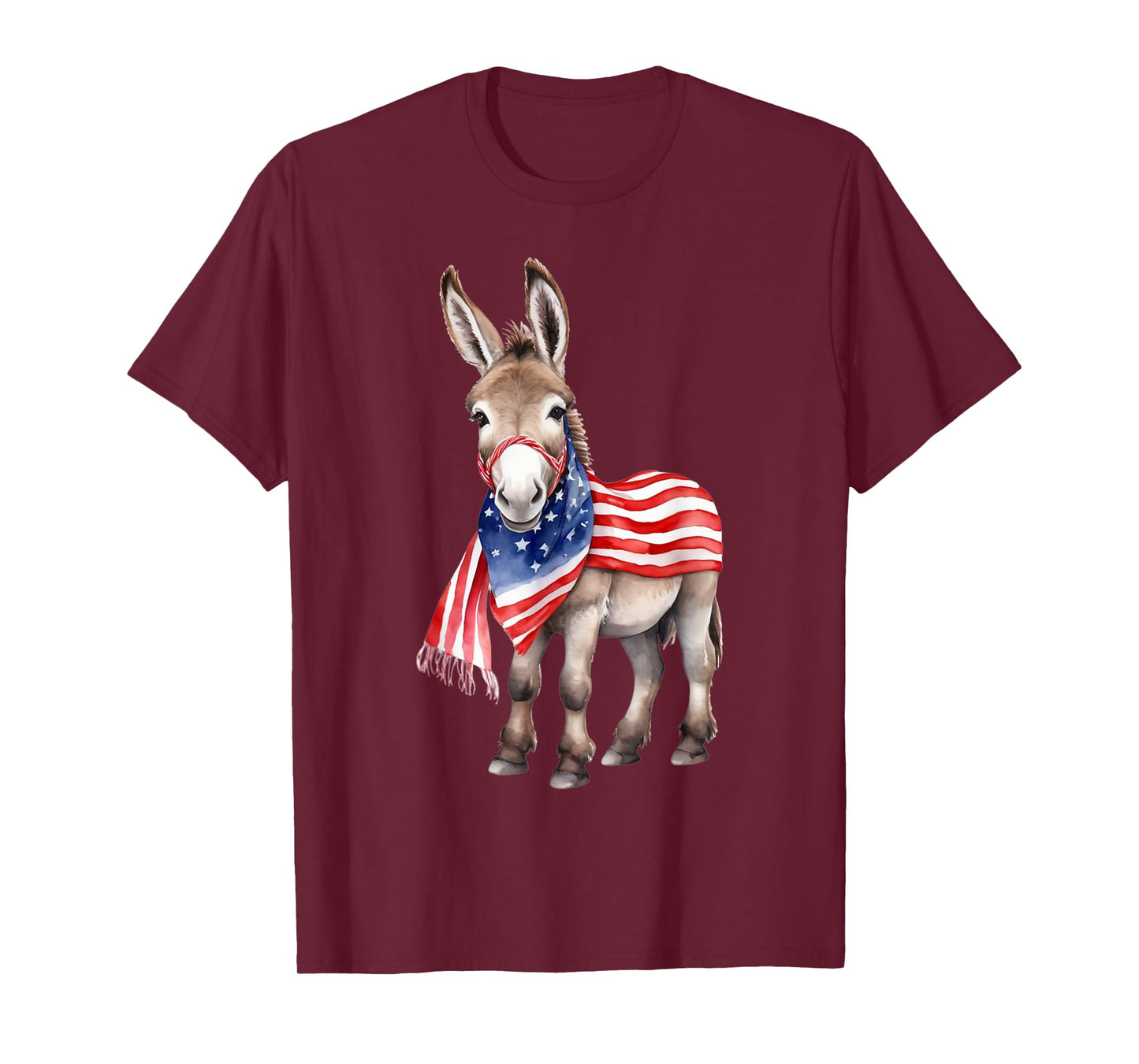 Donkey 4th of July American Flag Donkey Animal Patriotic Women Kids Men T-Shirt