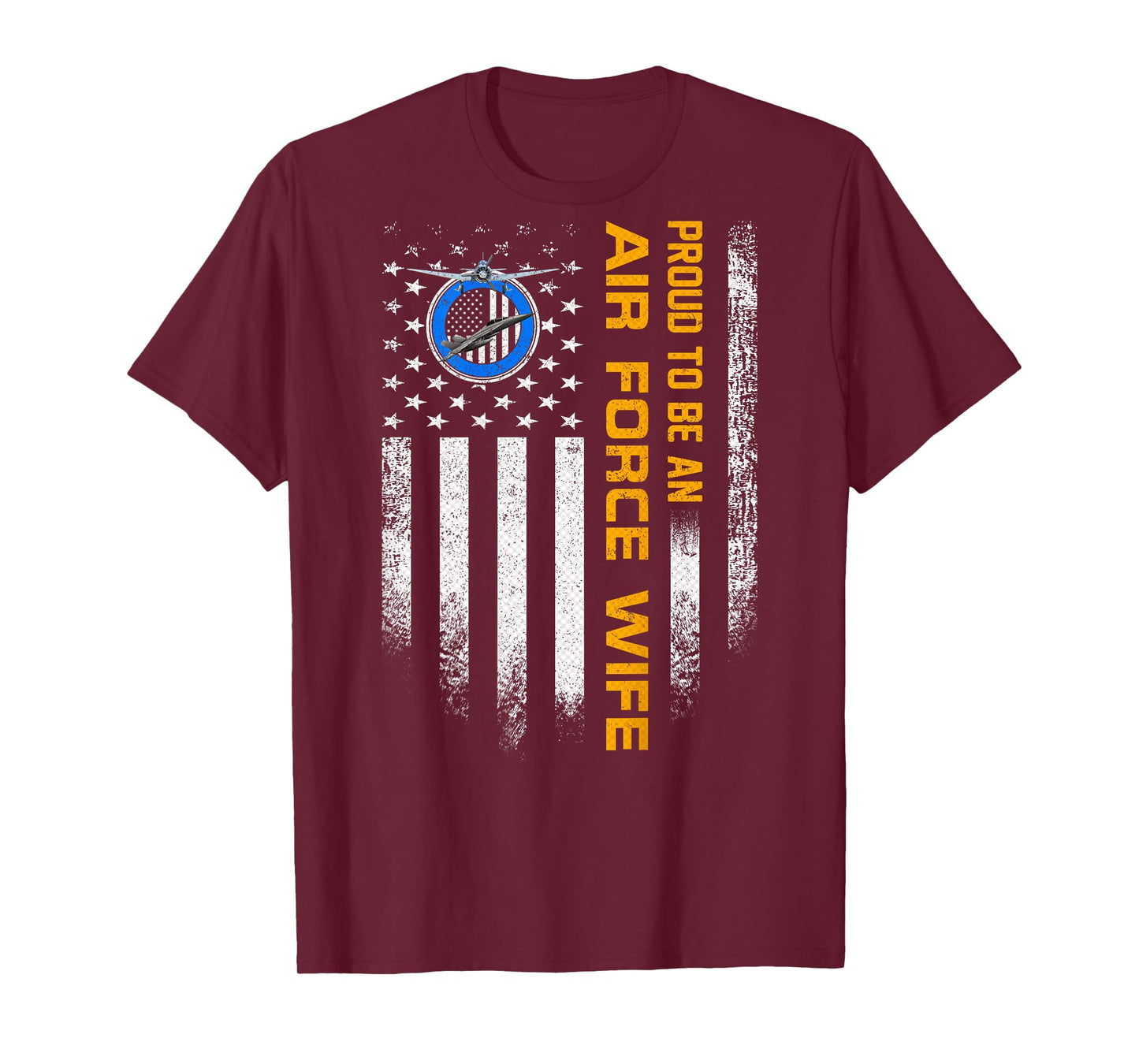 Vintage USA Flag Proud To Be An US Air Force Veteran Wife T-Shirt for Women Men