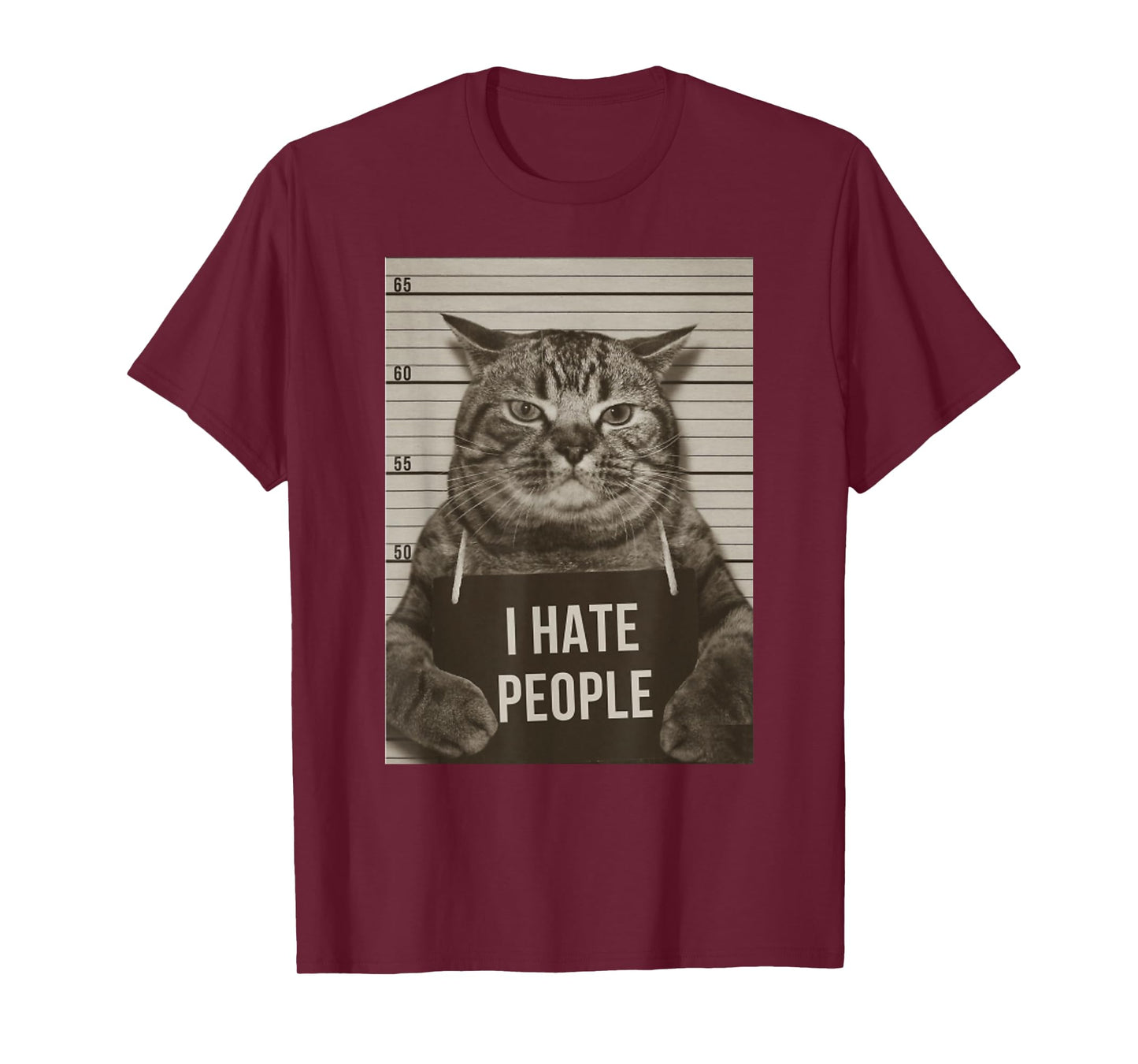 Funny Cat Police Mugshot I Hate People T-Shirt