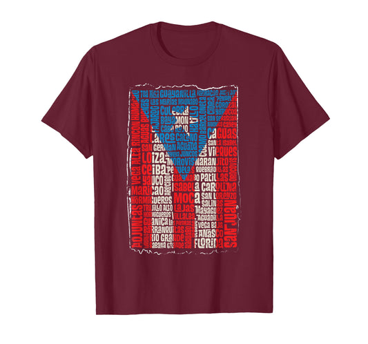 Puerto Rican Flag Puerto Rico Towns and Cities Retro Vintage T-Shirt