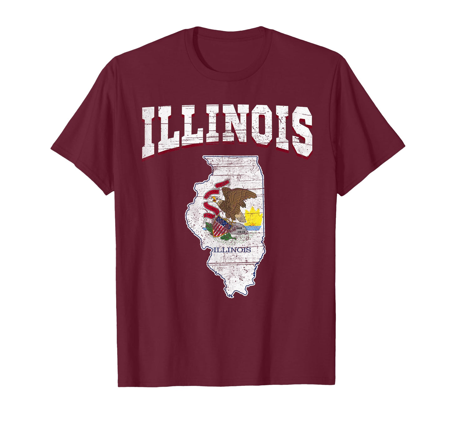 US Citizen Proud America State Flag Land Map Illinois T-Shirt
