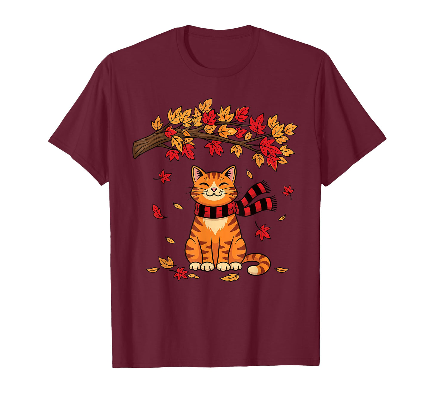 Cute Cat Leaf Fall Autumn Cat Thanksgiving It’s Fall Y’All T-Shirt