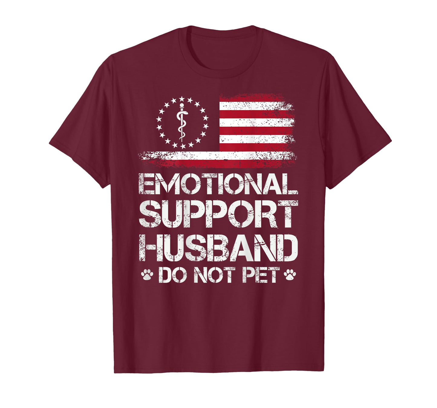 ON Back Emotional Support Husband Do Not Pet American Flag T-Shirt