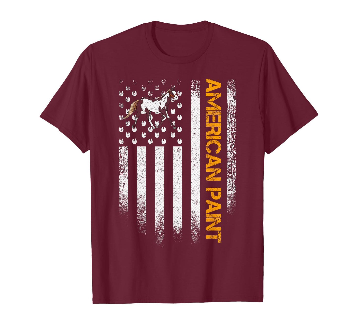 Vintage USA American Flag American Paint Horse Funny T-Shirt
