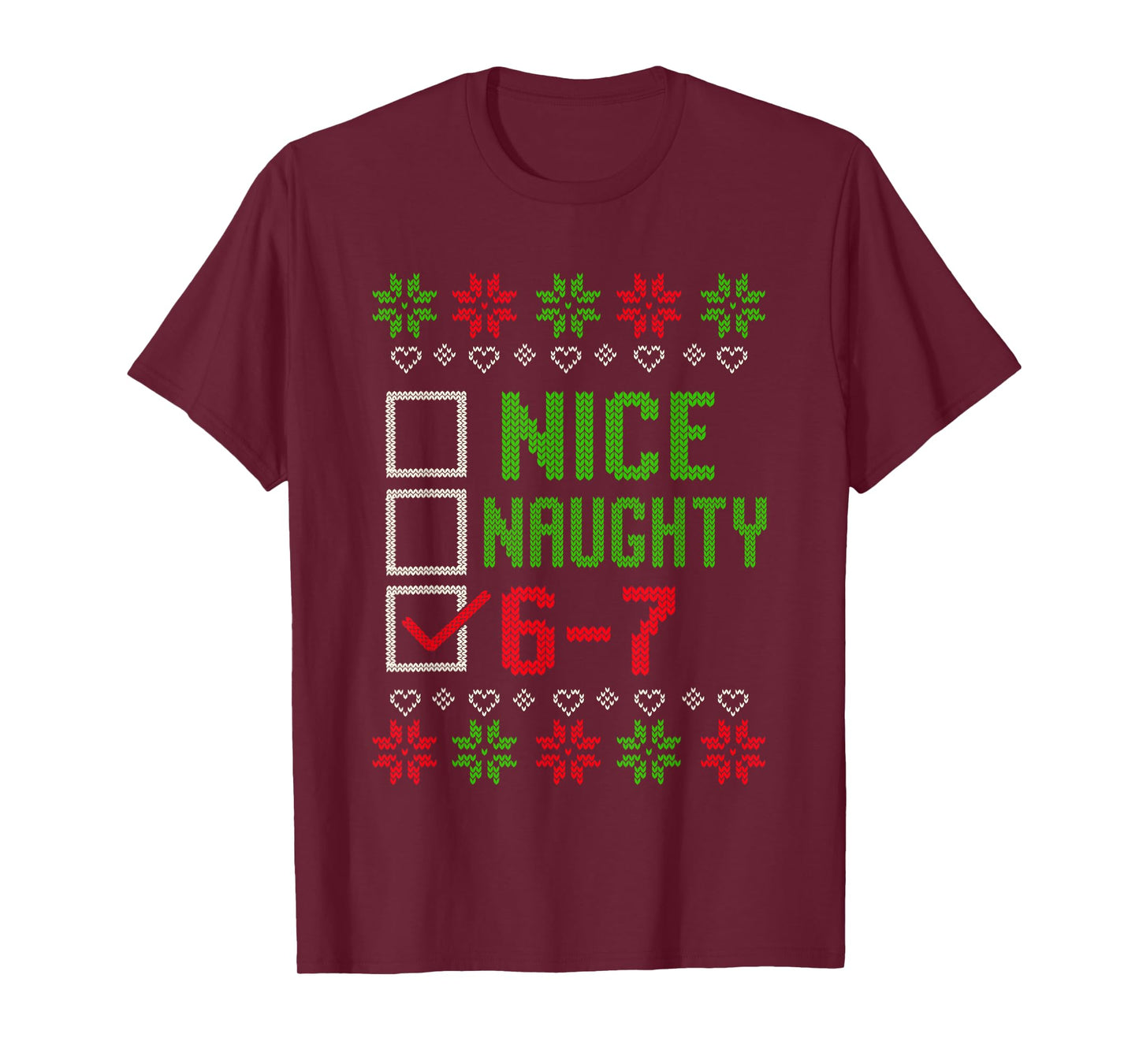 6-7 Meme Nice Naughty 67 Christmas Brain Rot Funny Graphic T-Shirt