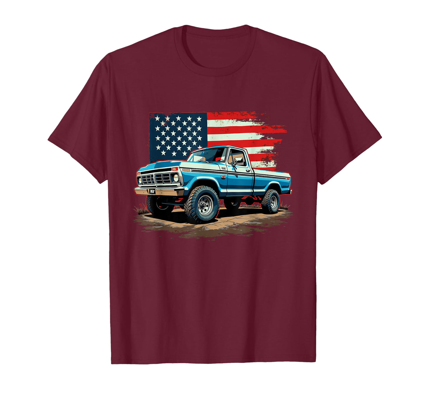 Dentside Classic Truck Dentside Lifted Highboy 4x4 Patriotic T-Shirt