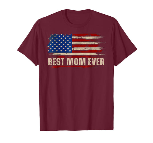 Vintage Best Mom Ever American Flag Mother's Day T-Shirt