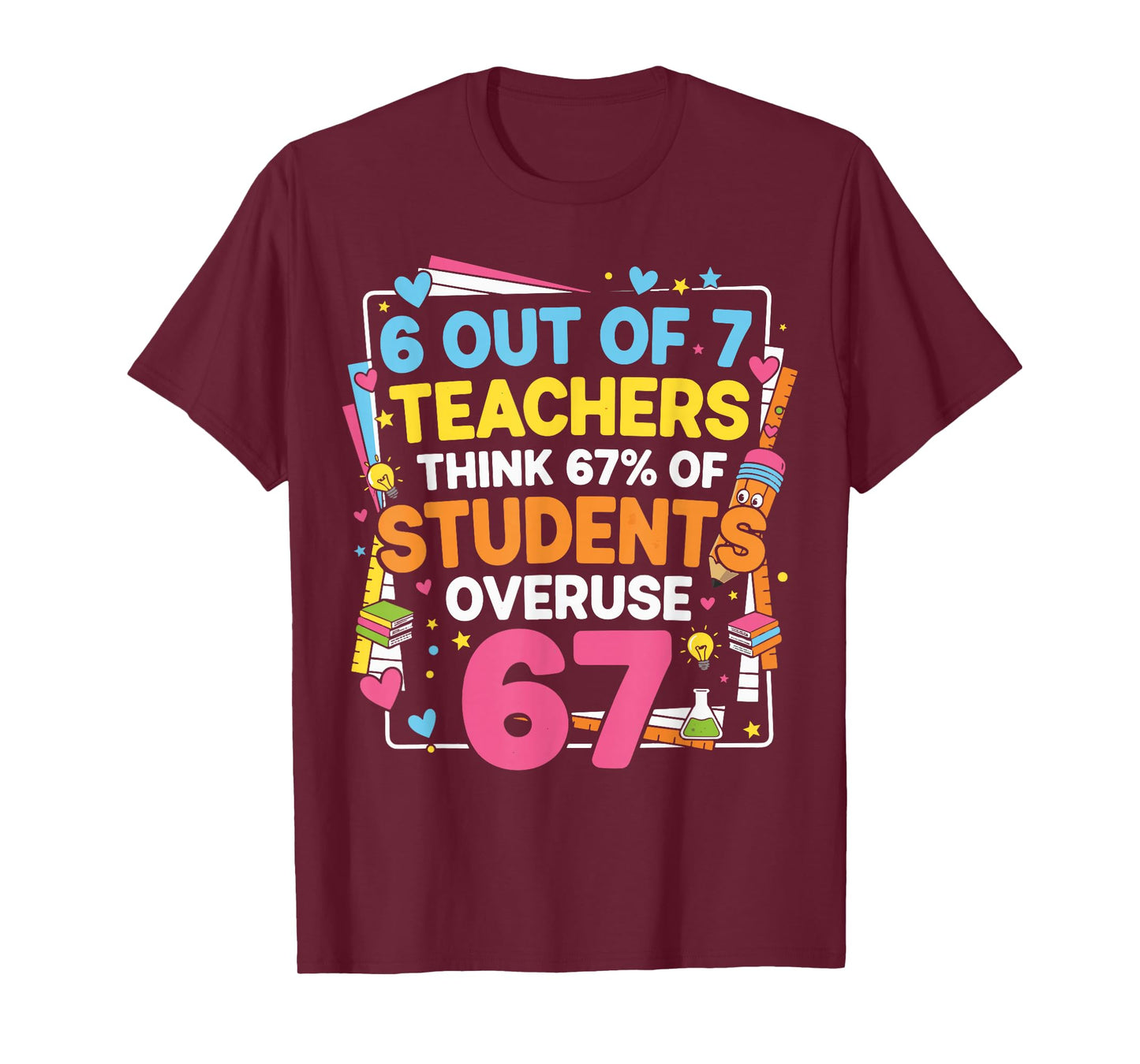 6 Out of 7 Teachers Think 67% of Students Overuse 67 Funny T-Shirt