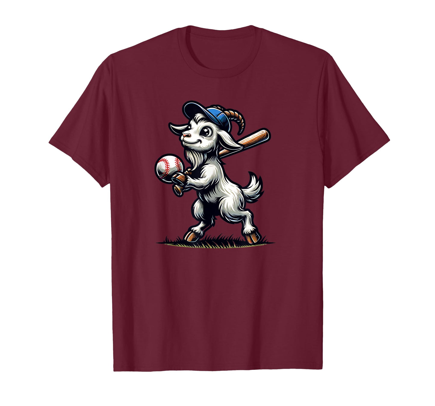 Cute Goat Playing Baseball Men Women Kids T-Shirt