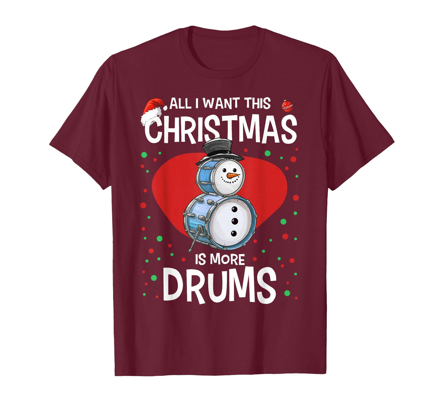 Funny Christmas Snowman Drummer Drums Percussion T-Shirt