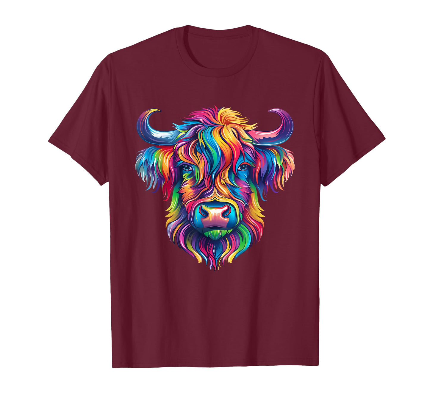Colorful Scottish Highland Cow Face Highlander Cattle T-Shirt