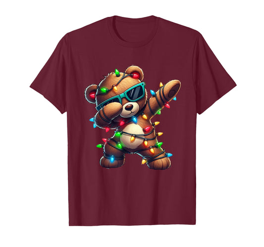 Christmas Teddy Bear Dabbing Girls Boys Xmas Teddy Bear T-Shirt