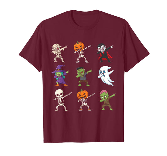 Dabbing Halloween Costumes Skeleton Zombie Pumpkin Mummy T-Shirt