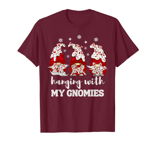 Christmas Hanging With My Gnomies Peppermint Xmas Gnome T-Shirt