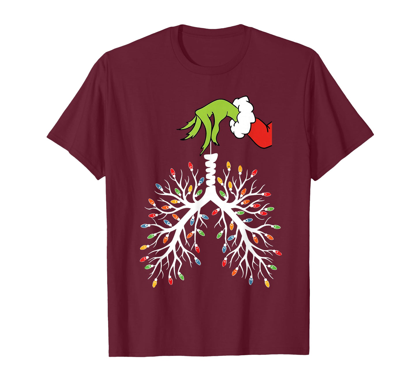 Christmas Nurse Lung Xmas Lights Funny Pulmonologist Holiday T-Shirt