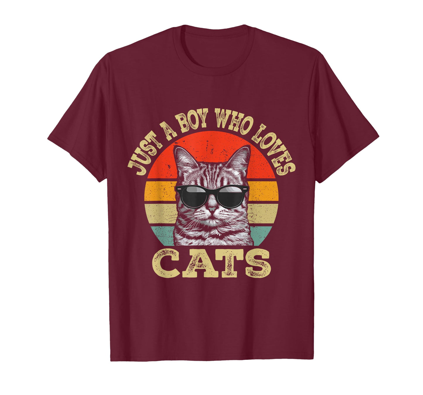 Vintage Just A Boy Who Loves Cats Boy Kid Cat Lover for Boys T-Shirt