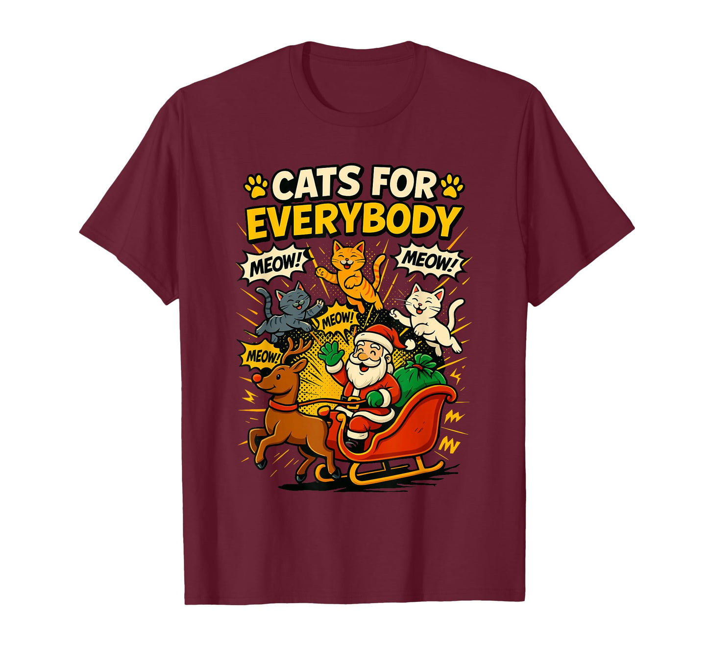 Cats for Everybody Christmas Shirt Men, Funny Santa Cat Dad T-Shirt