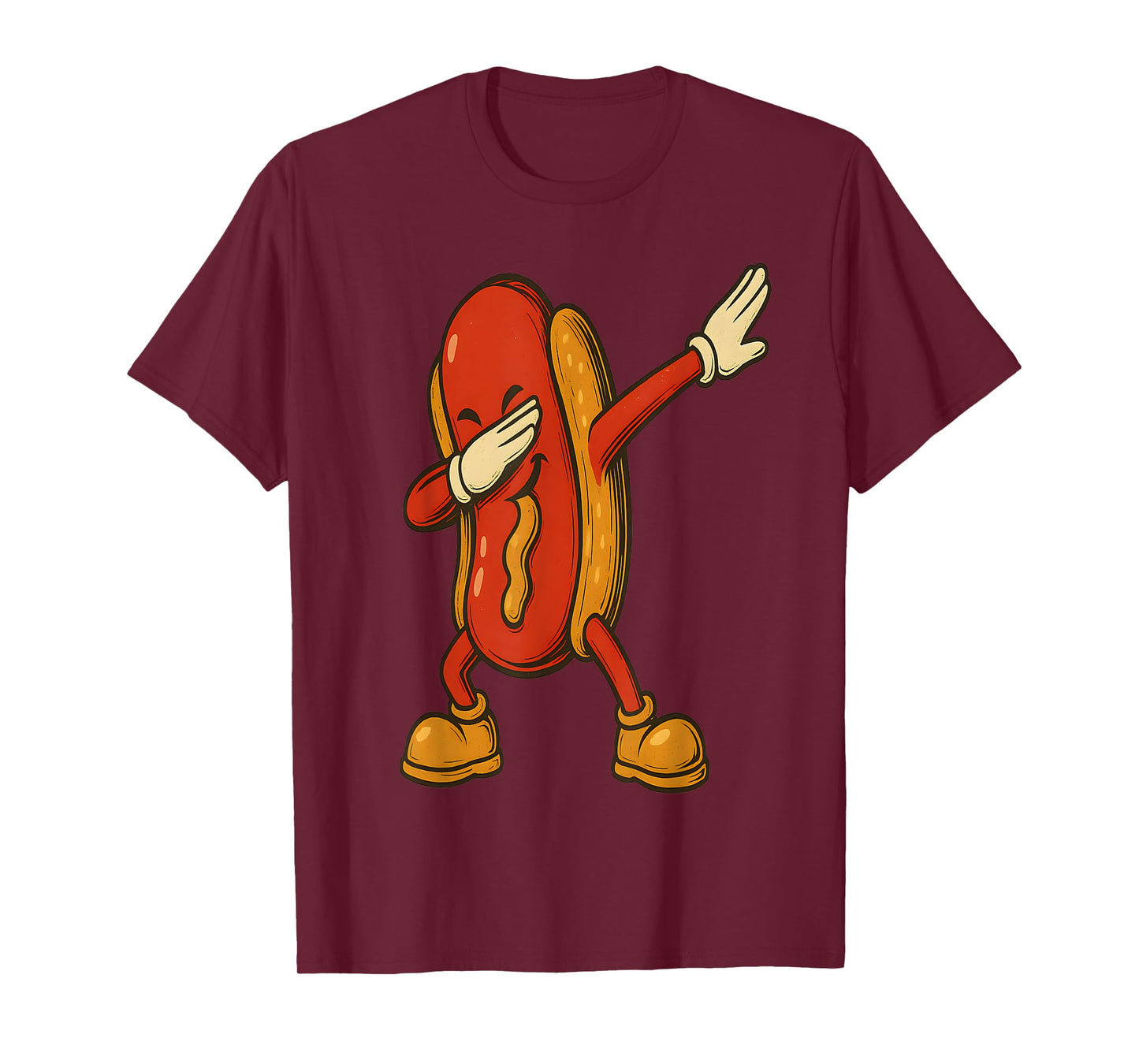 Funny Dabbing Hot Dog Cartoon Food Meme Art T-Shirt