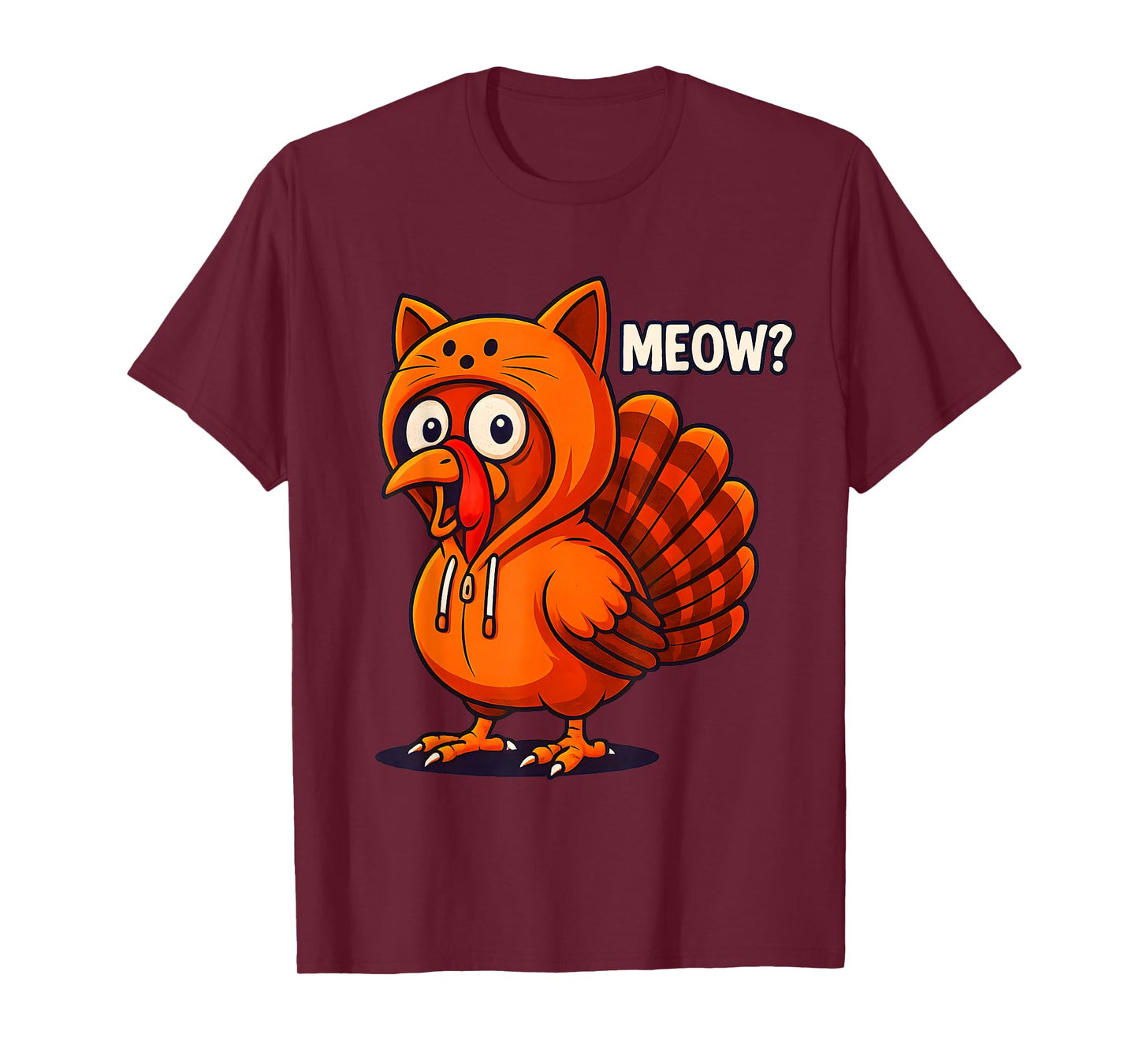 Funny cat Thanksgiving Meow Turkey for Kids Men Women T-Shirt