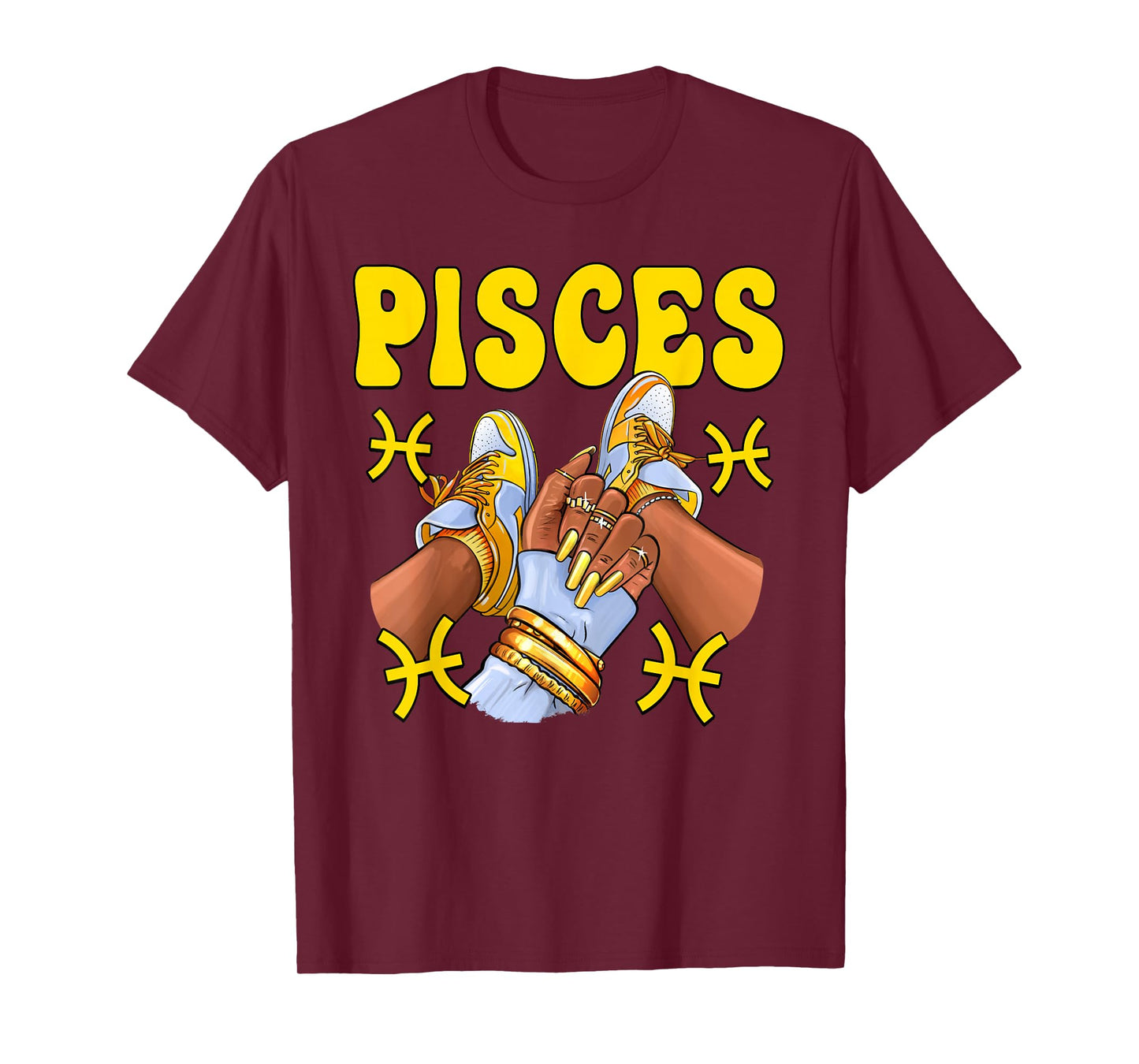 Pisces Black Girl Women Shoes Sneakers Zodiac Sign T-Shirt