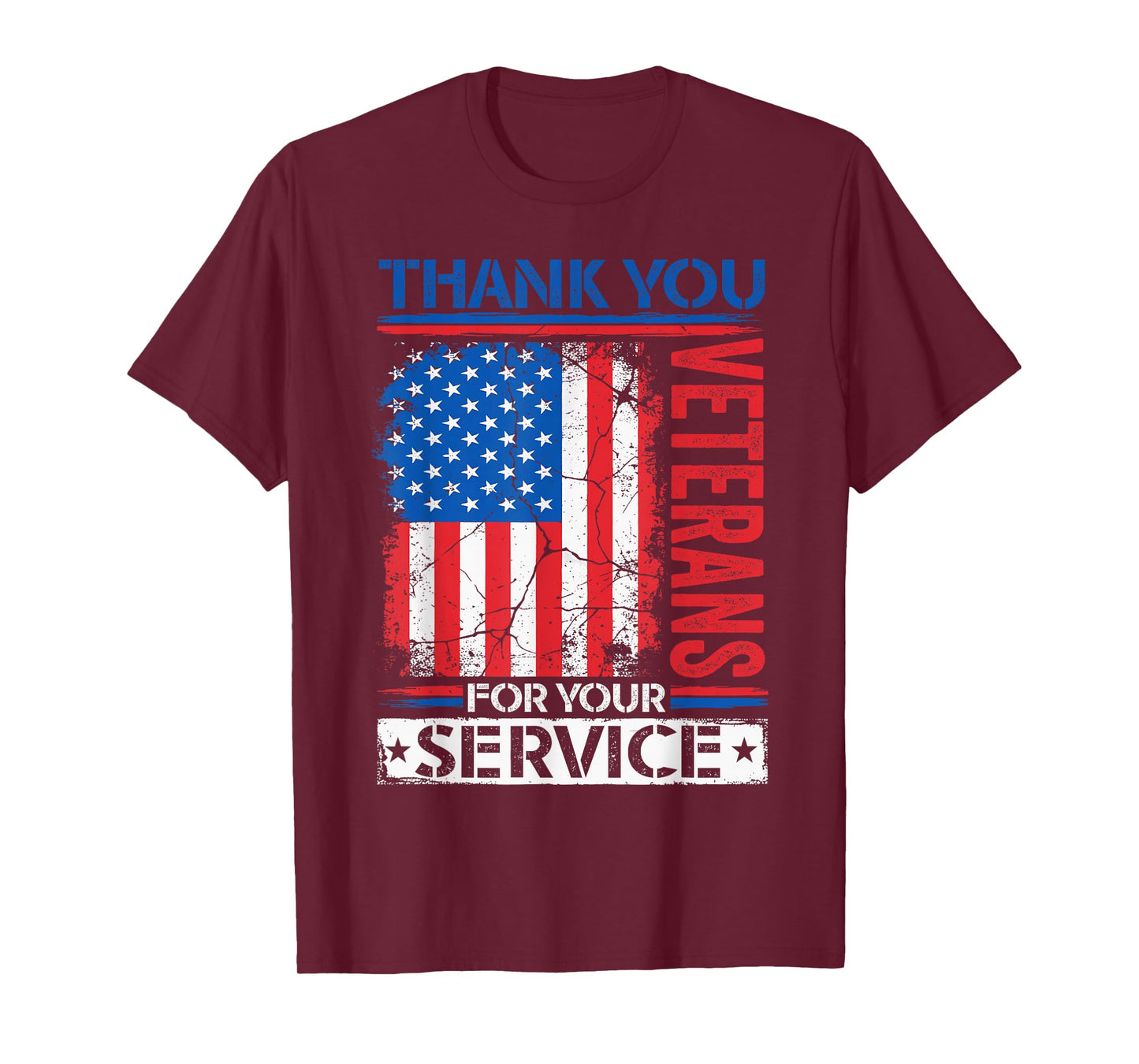 Thank You Veterans American Flag Patriotic Men Women T-Shirt