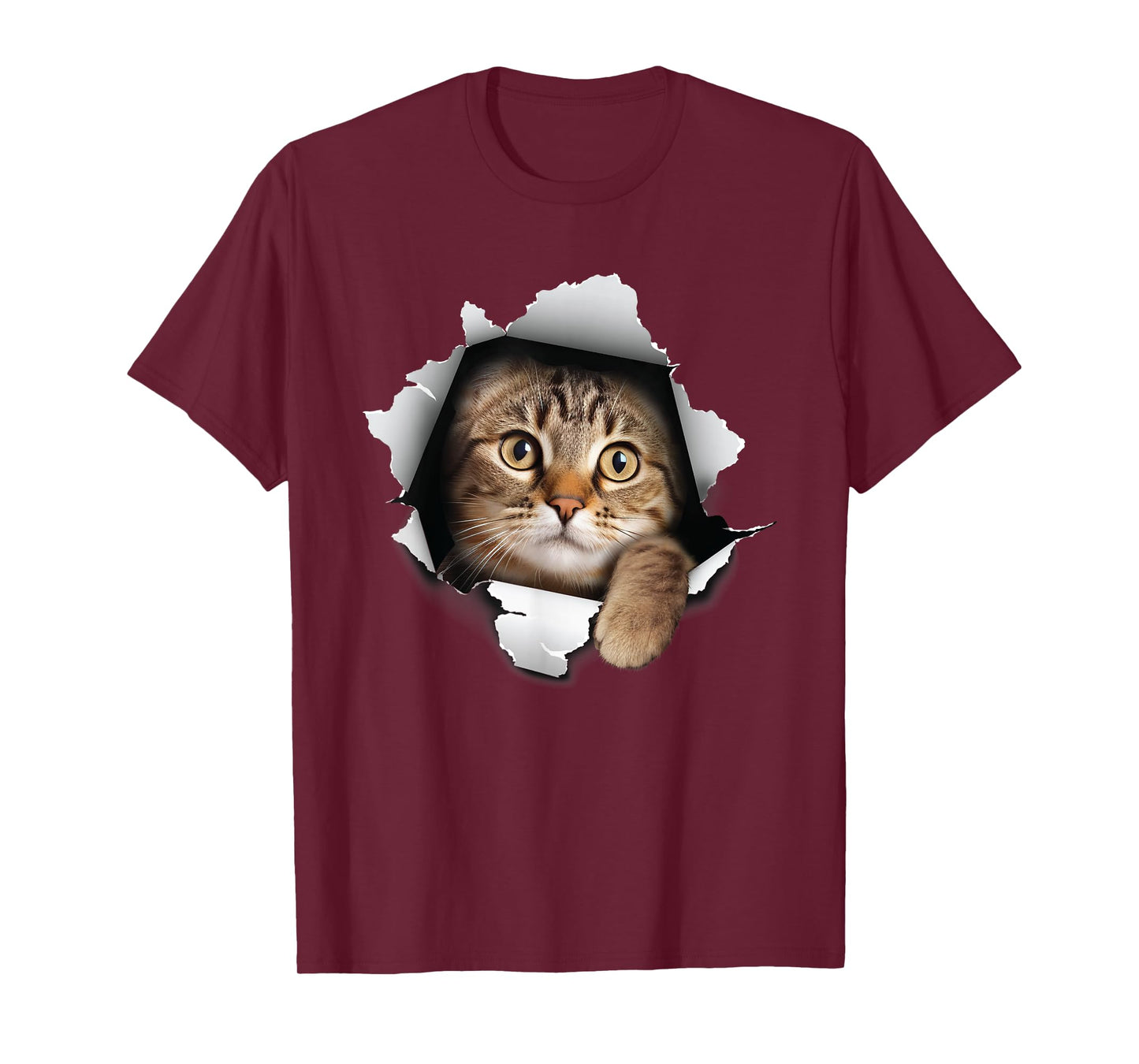 Cat Looking Through Hole - Cat Lover Kitten Owner Kitty T-Shirt for Men Women Kids