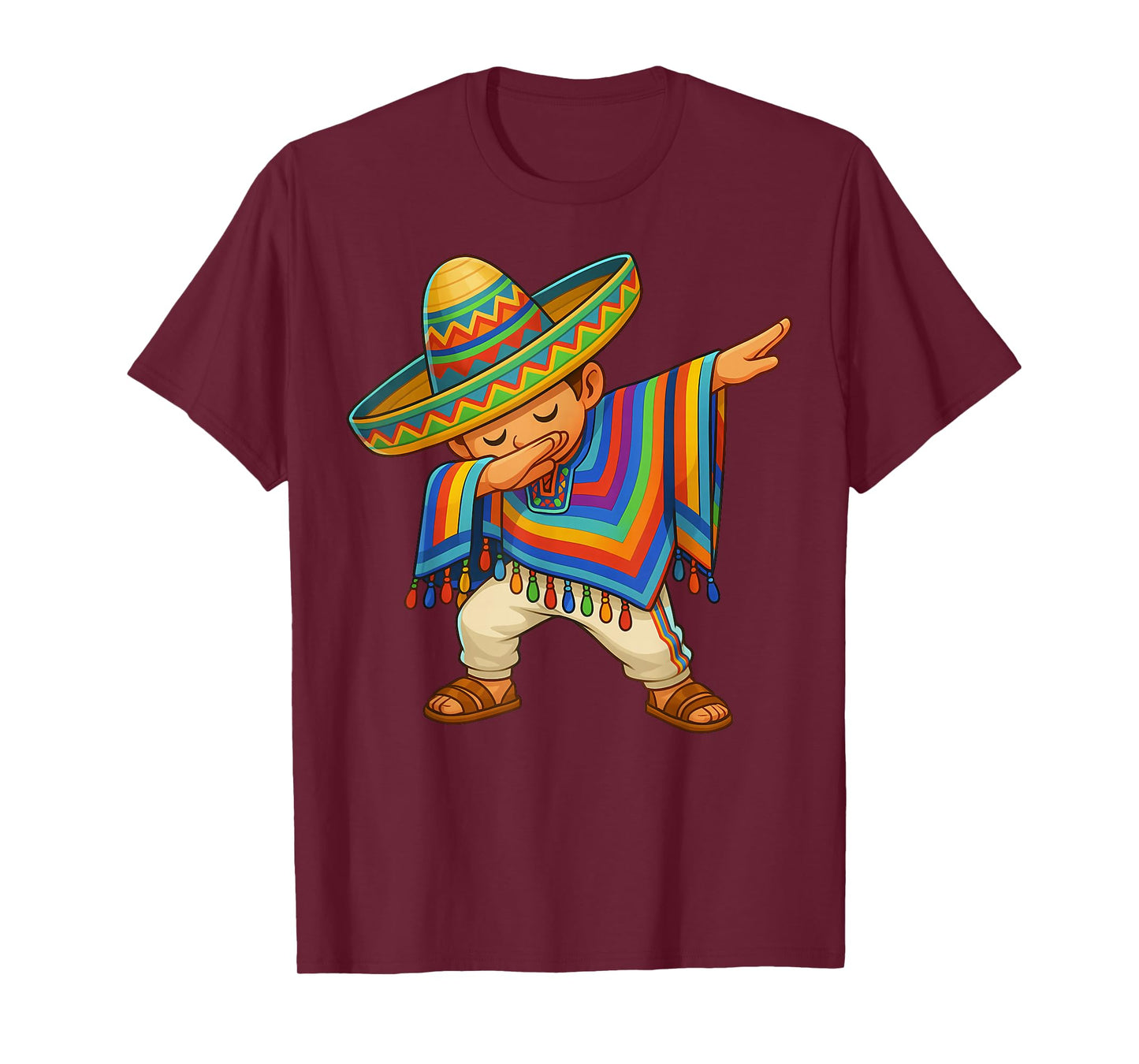 Happy Cinco De Mayo Mexican Boy Dabbing Poncho Party Kid T-Shirt