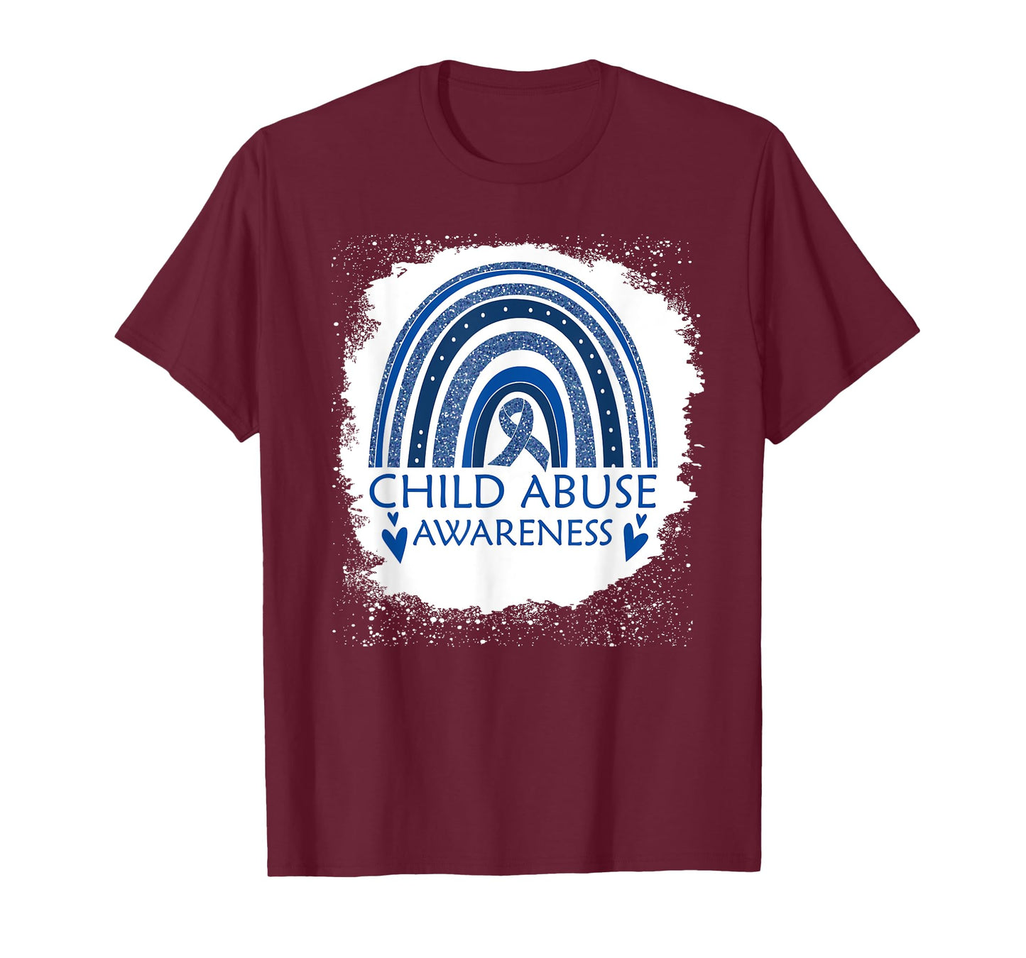 Child Abuse Awareness Bleached Rainbow Blue Ribbon Men T-Shirt