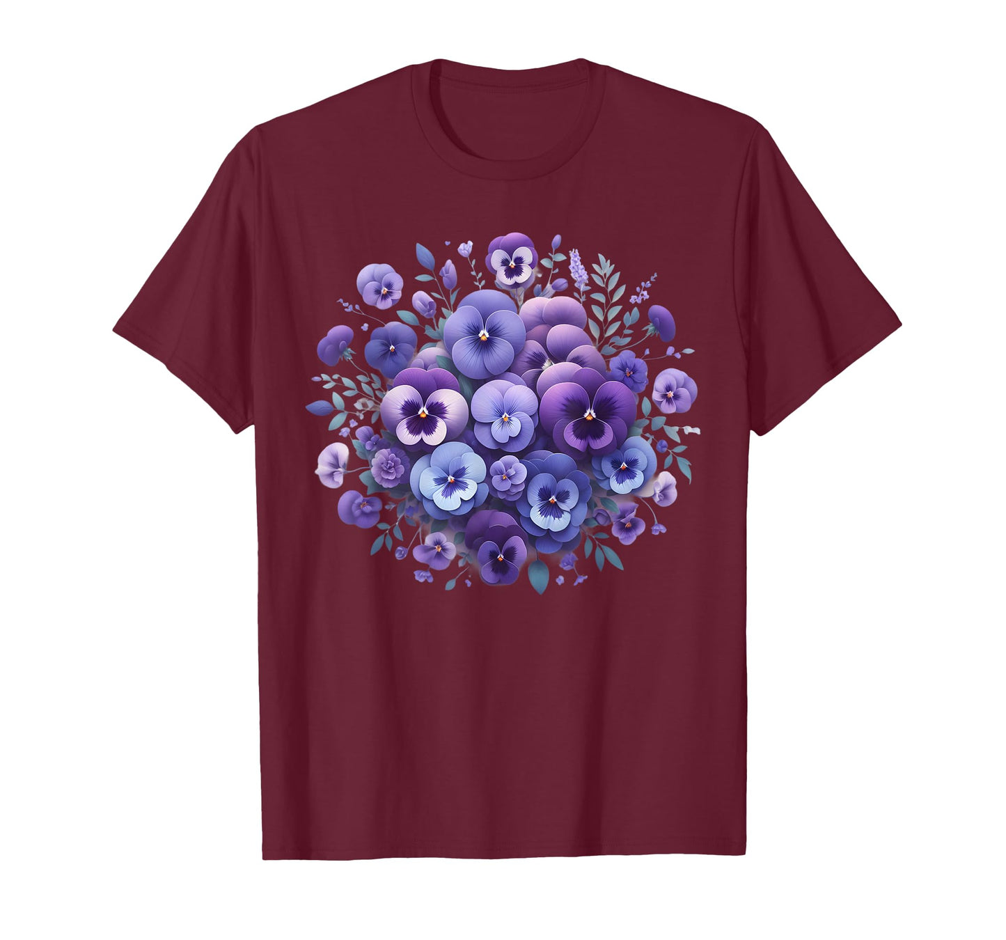 Alzheimer Purple Floral Pansy Dementia Alzheimer's Awareness T-Shirt