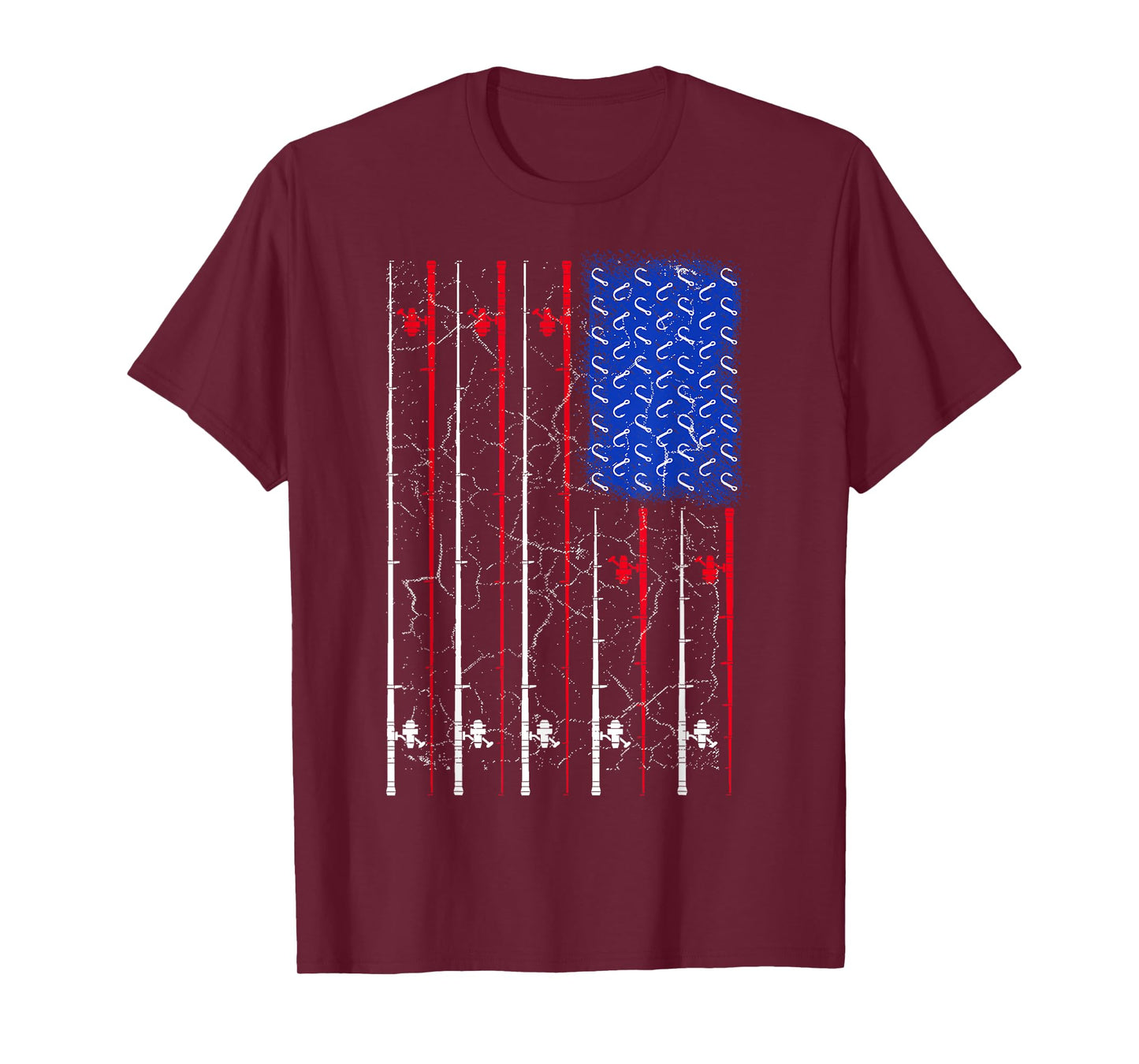 American US Flag Fishing Rod Top, Cool Fisherman Top For Him T-Shirt